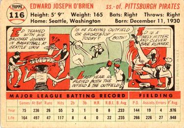 Eddie O’Brien  baseball card collectible - Main Image 2