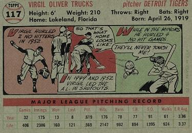 Virgil Trucks  baseball card collectible - Main Image 2