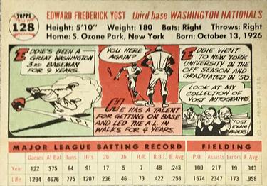 Eddie Yost  baseball card collectible - Main Image 2