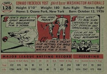 Eddie Yost  baseball card collectible - Main Image 2