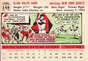 Alvin Dark  baseball card collectible - Main Image 2