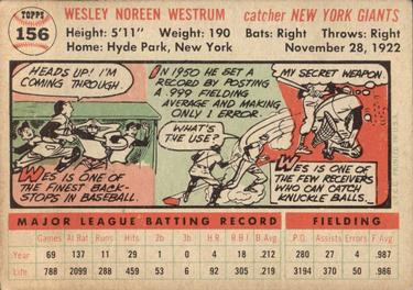 Wes Westrum  baseball card collectible - Main Image 2