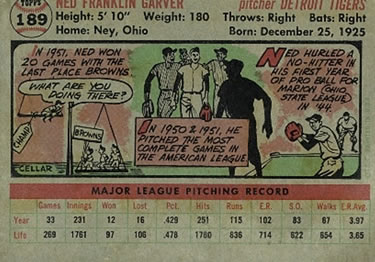 Ned Garver  baseball card collectible - Main Image 2