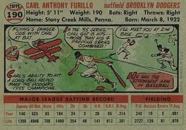 Carl Furillo  baseball card collectible - Main Image 2