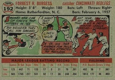 "Smoky” Burgess  baseball card collectible - Main Image 2