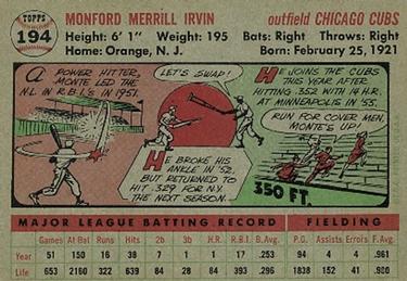 Monte Irvin  baseball card collectible - Main Image 2