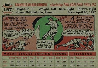 Granny Hamner  baseball card collectible - Main Image 2