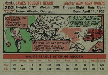 Jim Hearn  baseball card collectible - Main Image 2