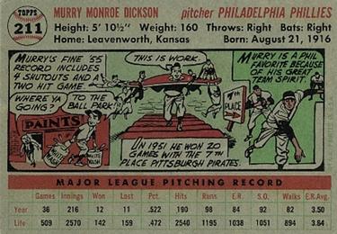 Murry Dickson  baseball card collectible - Main Image 2