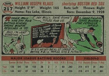 Billy Klaus  baseball card collectible - Main Image 2