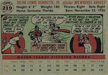 Lew Burdette  baseball card collectible - Main Image 2