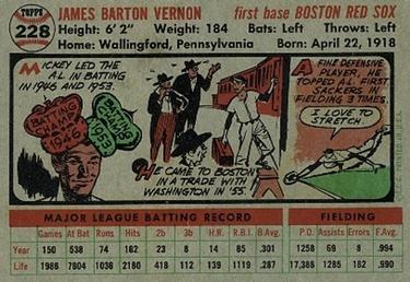 Mickey Vernon  baseball card collectible - Main Image 2