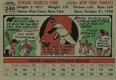 Whitey Ford  baseball card collectible - Main Image 2