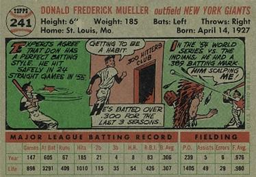 Don Mueller  baseball card collectible - Main Image 2