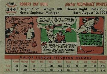 Bob Buhl  baseball card collectible - Main Image 2