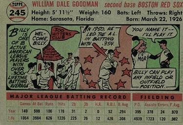 Billy Goodman  baseball card collectible - Main Image 2