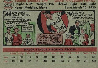 Vernon Law  baseball card collectible - Main Image 2