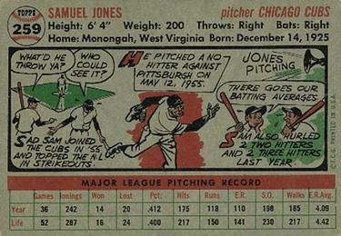 Sam Jones  baseball card collectible - Main Image 2