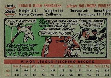 Don Ferrarese  baseball card collectible - Main Image 2