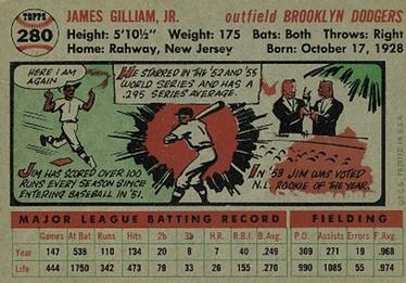 Jim Gilliam  baseball card collectible - Main Image 2
