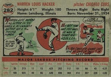 Warren Hacker  baseball card collectible - Main Image 2