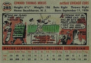 Eddie Miksis  baseball card collectible - Main Image 2