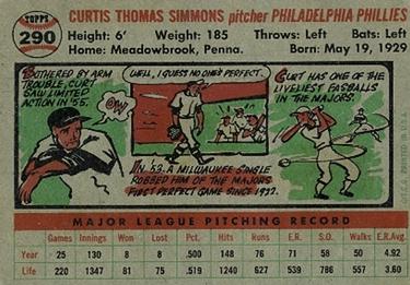 Curt Simmons  baseball card collectible - Main Image 2