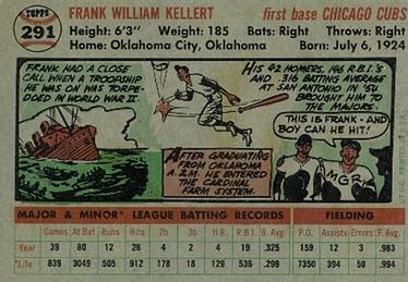 Frank Kellert  baseball card collectible - Main Image 2