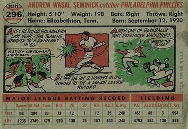 Andy Seminick  baseball card collectible - Main Image 2