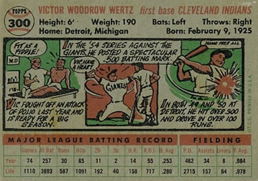 Vic Wertz  baseball card collectible - Main Image 2