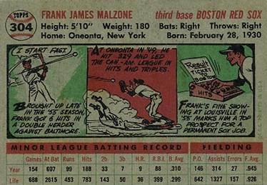 Frank Malzone  baseball card collectible - Main Image 2