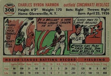 Chuck Harmon  baseball card collectible - Main Image 2