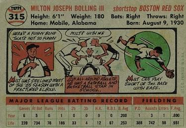 Milt Bolling  baseball card collectible - Main Image 2