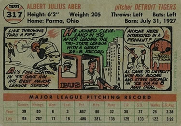 Al Aber  baseball card collectible - Main Image 2