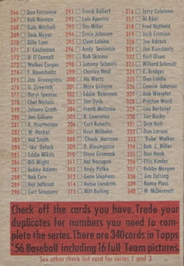 Checklist: 101-180; 261-340  baseball card collectible - Main Image 2