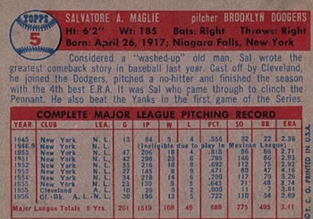 Sal Maglie  baseball card collectible - Main Image 2