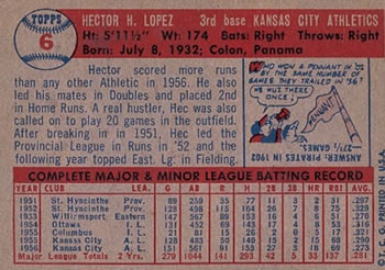 Hector Lopez  baseball card collectible - Main Image 2