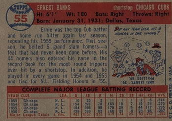 Ernie Banks  baseball card collectible - Main Image 2