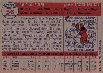 Dave Sisler  baseball card collectible - Main Image 2