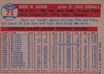 Murry Dickson  baseball card collectible - Main Image 2