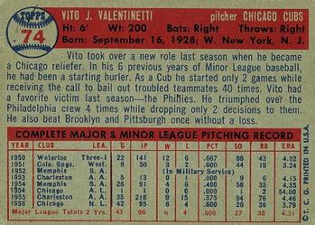 Vito Valentinetti  baseball card collectible - Main Image 2