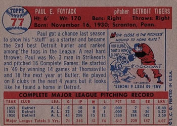 Paul Foytack  baseball card collectible - Main Image 2
