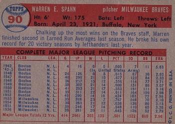 Warren Spahn  baseball card collectible - Main Image 2