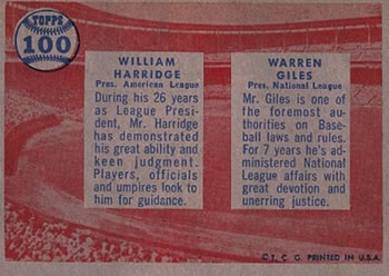 William Harridge / Warren Giles  baseball card collectible - Main Image 2