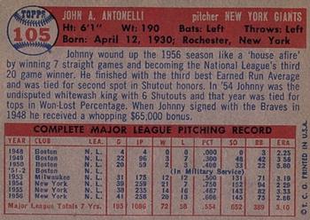 Johnny Antonelli  baseball card collectible - Main Image 2
