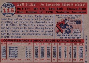Jim Gilliam  baseball card collectible - Main Image 2