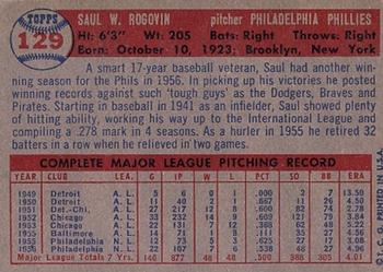 Saul Rogovin  baseball card collectible - Main Image 2