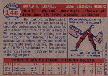Don Ferrarese  baseball card collectible - Main Image 2