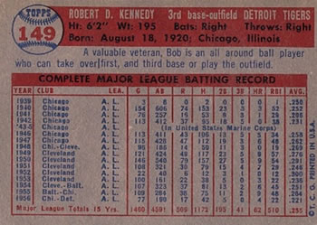 Bob Kennedy  baseball card collectible - Main Image 2