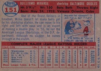 Willie Miranda  baseball card collectible - Main Image 2